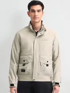 U.S. Polo Assn. Denim Co. Men Stand Collar Typography Printed Casual Bomber Jacket