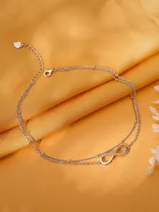 GIVA Rhodium-Plated Anklet