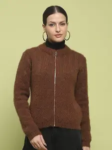 Madame Women Front-Open Ribbed Sweater