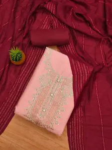 JULEE Floral Embroidered Sequinned Unstitched Dress Material