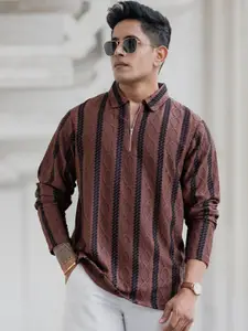 Powerlook Men Vertical Stripes Opaque Striped Casual Shirt