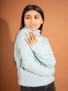 Stylecast X Kotty Women Striped Turtle Neck Pullover