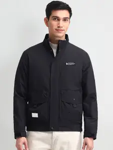 U.S. Polo Assn. Denim Co. Men Mock Collar Typography Printed Casual Bomber Jacket