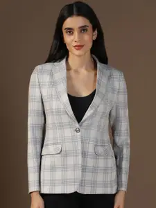 TAHVO Checked Notched Lapel Single Breasted Formal Blazers