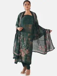 MOZAFIA Floral Embroidered Pure Silk Unstitched Dress Material