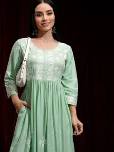 Vishudh Women Embroidered Fit & Flare Midi Dress