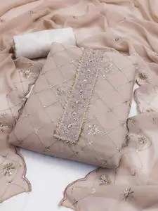 JULEE Embroidered Sequinned Silk Georgette Unstitched Dress Material