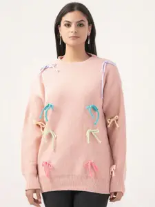 Albion By CnM Women Self Design Embroidered Pullover Sweater