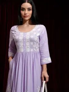 Vishudh Women Embroidered Fit & Flare Maxi Dress