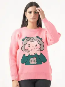 Albion By CnM Women Printed Pullover Sweater