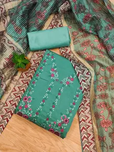 LADY SHOPI Floral Embroidered Pure Silk Unstitched Dress Material