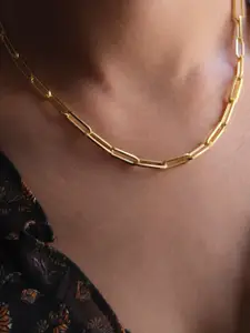 Anushka Jain Jewellery 925 Sterling Silver Gold-Plated Paper Clip Necklace