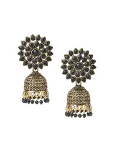 JMBW INTERNATIONAL Gold-Plated Beaded Dome Shaped Jhumkas