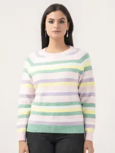 Albion By CnM Women Striped Round Neck Pullover Sweaters