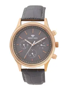 MONT NEO Men Dial & Leather Textured Straps Analogue Watch 8018M-L3315