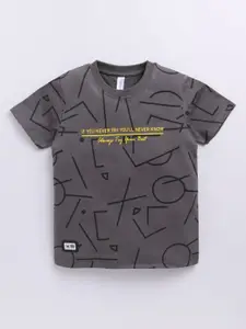 Ginie Boys Typography Printed Cotton T-shirt