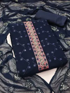 JULEE Geometric Embroidered Sequinned Silk Georgette Unstitched Dress Material