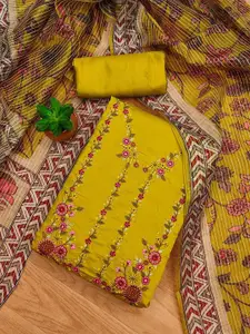 LADY SHOPI Floral Embroidered Pure Silk Unstitched Dress Material