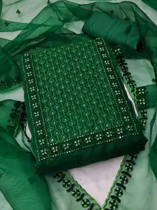 JULEE Floral Embroidered Sequinned Pure Silk Unstitched Dress Material