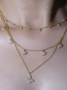 Anushka Jain Jewellery 925 Sterling Silve Gold-Plated Tilted Butterfly Necklace