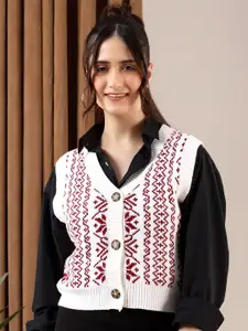 Stylecast X Kotty Women Shirt Collar Printed Sweater