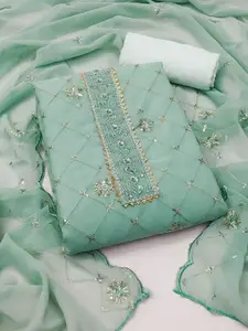 JULEE Geometric Embroidered Sequinned Silk Georgette Unstitched Dress Material