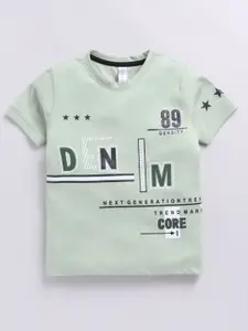 Ginie Boys Typography Printed Short Sleeves Casual T-shirt