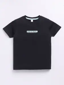 Ginie Boys Typography Printed Round Neck Cotton T-shirt