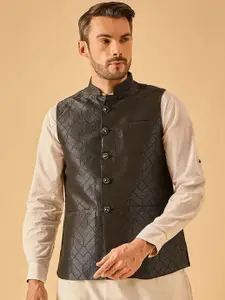 House of Pataudi Men Woven Design Nehru Jacket