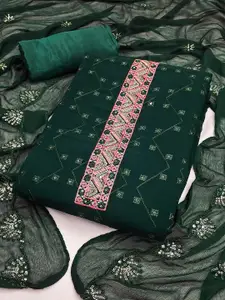 LADY SHOPI Chevron Embroidered Sequinned Silk Georgette Unstitched Dress Material