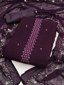 LADY SHOPI Floral Embroidered Sequinned Silk Georgette Unstitched Dress Material