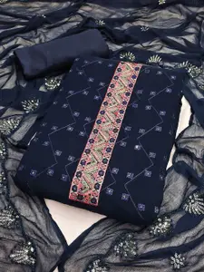 LADY SHOPI Geometric Embroidered Sequinned Silk Georgette Unstitched Dress Material