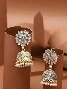 JMBW INTERNATIONAL Gold Plated Beaded Dome Shaped Jhumkas