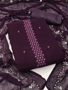 JULEE Geometric Embroidered Sequinned Silk Georgette Unstitched Dress Material