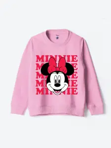 YK Disney Girls Minnie Mouse Printed Pullover Sweatshirt