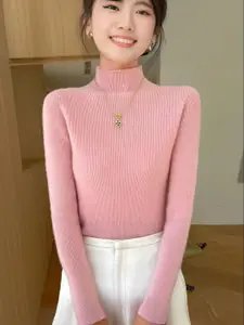 StyleCast Women High Neck Ribbed Pullover