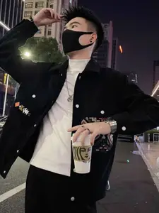 HERE&NOW Men Spread Collar Geometric Printed Casual Tailored Jacket