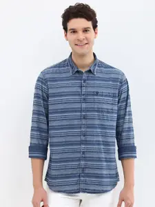 Allen Solly Men Custom Spread Collar Horizontal Striped Cotton Casual Shirt