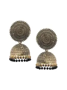 JMBW INTERNATIONAL Gold-Plated Stone Studded Dome Shaped Jhumkas