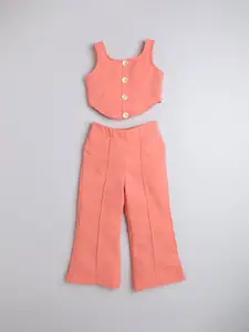 taffykids Girls Round Neck Sleeveless Top With Trouser