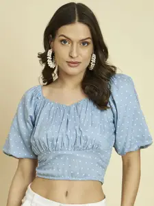 BAESD Polka Dot Print Sweetheart Neck Crop Top