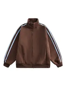 HERE&NOW Men Mock Collar Striped Casual Bomber Jacket