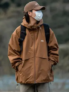 HERE&NOW Men Hooded Solid Casual Bomber Jacket