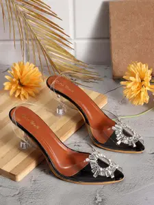 Retro Walk Women Embellished Kitten Heel Peep Toes