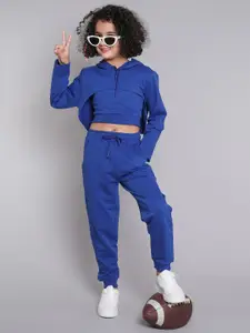 taffykids Girls Hooded Long Sleeves Pure Cotton Sweatshirt With Trouser With Top