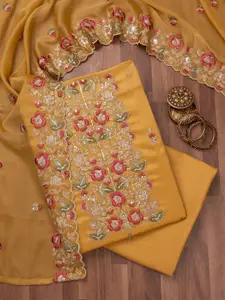 Koskii Floral Embroidered Thread Work Unstitched Dress Material