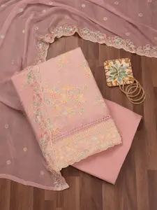 Koskii Floral Embroidered Unstitched Dress Material