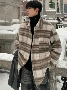 HERE&NOW Men Spread Collar Checked Casual Tailored Jacket