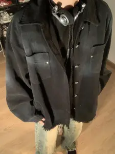 HERE&NOW Men Spread Collar Typography Printed Casual Denim Jacket