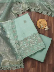 Koskii Floral Embellished Beads and Stones Unstitched Dress Material